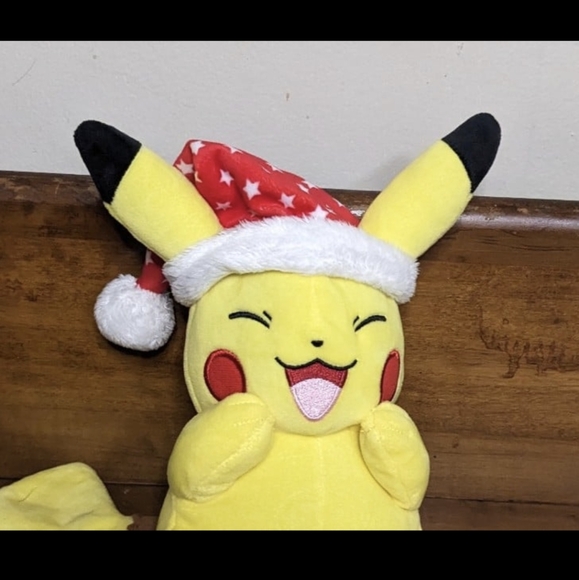Pokemon Christmas Holiday Santa Claus Pikachu Plush Soft Toy - Picture 2 of 6
